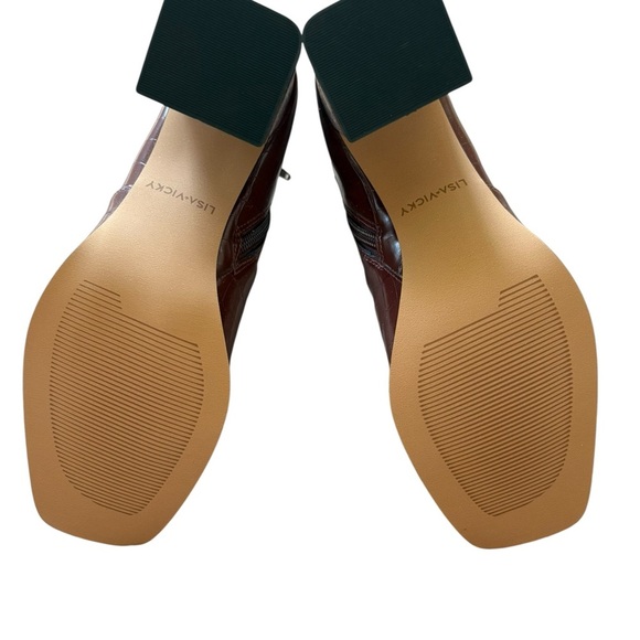 Nordstrom Lisa Vicky Brown Heeled Boots with Croc Texture - Picture 7 of 8